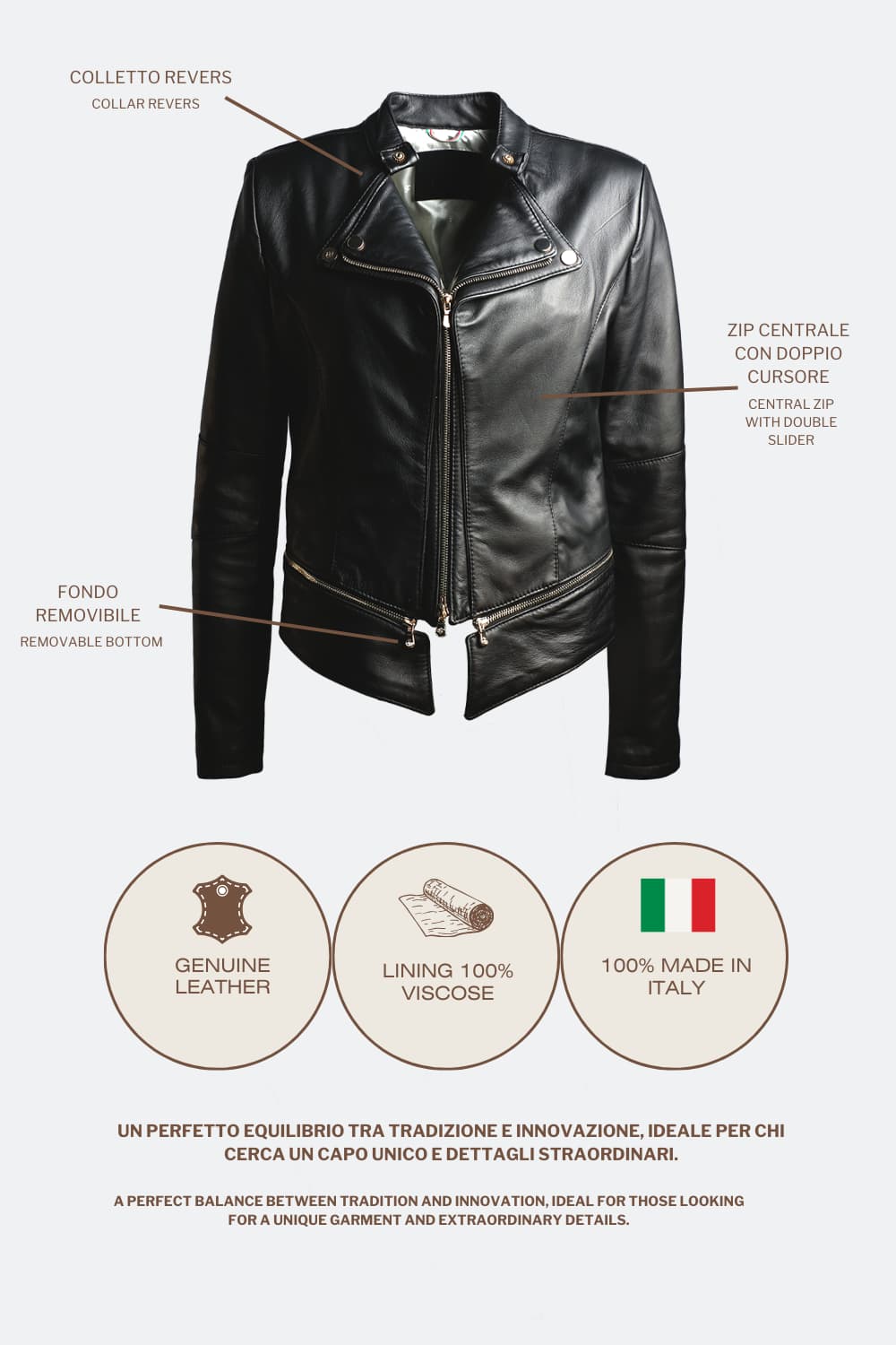 Rebecca women's jacket 100% genuine leather Made in Italy - Barone Firenze