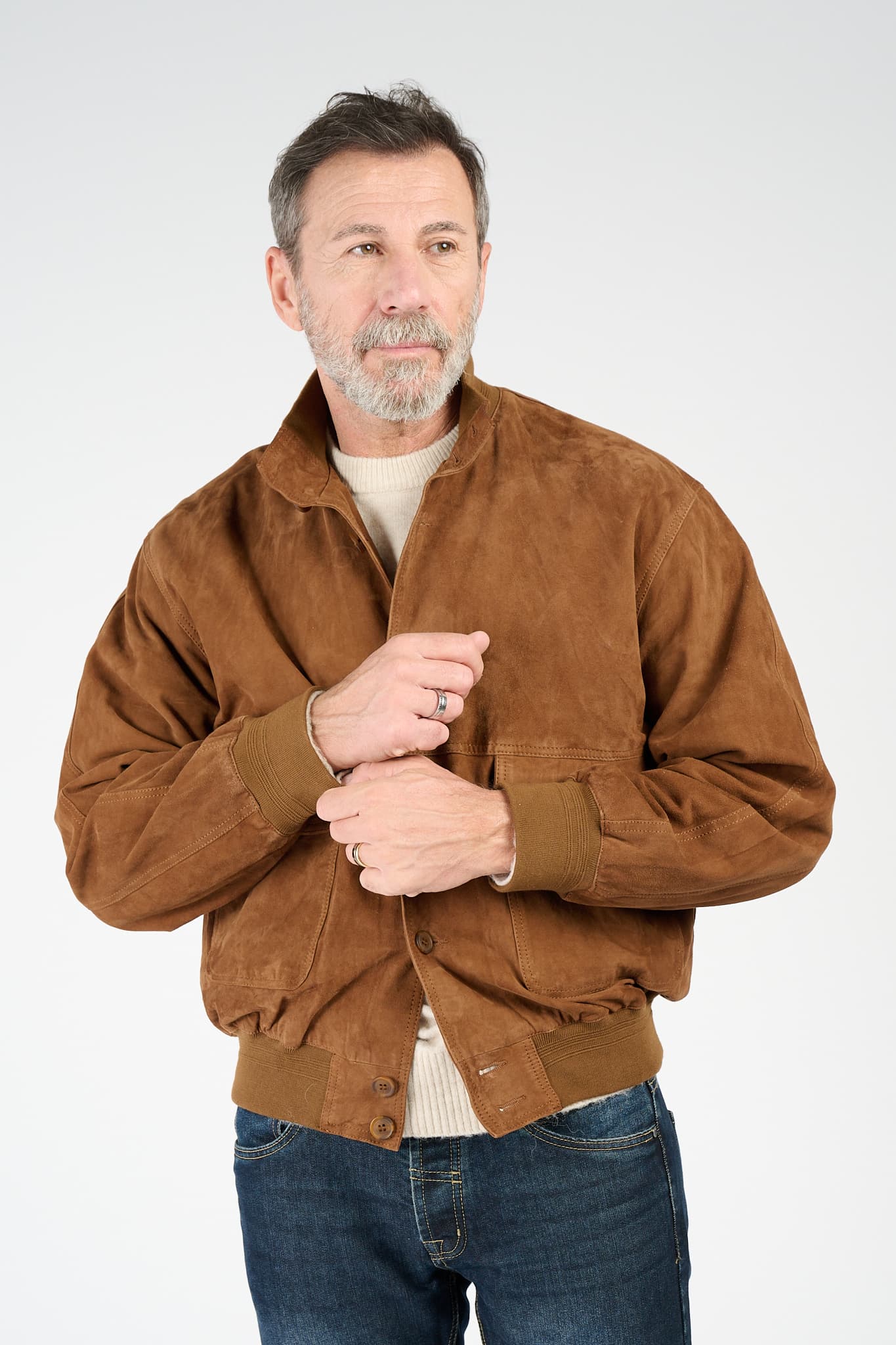 Aldo Polo Suede jacket man 100% genuine leather Made in Italy - Barone Firenze