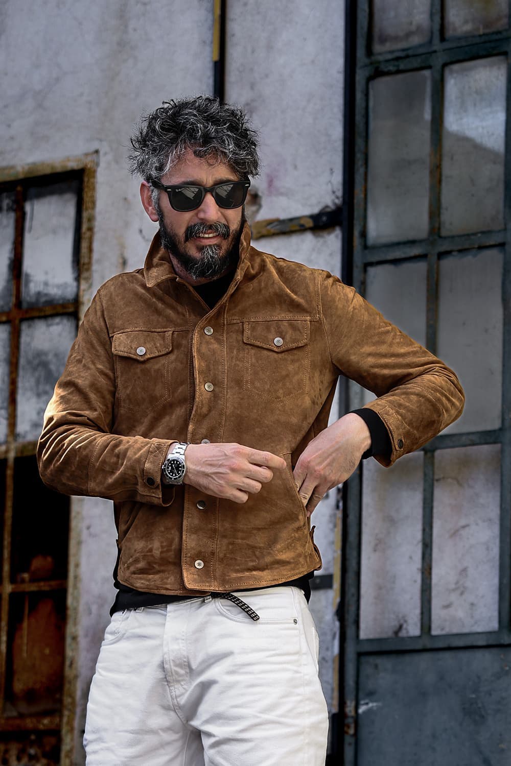 Ale Suede Jacket 100% genuine leather Made in Italy - Barone Firenze