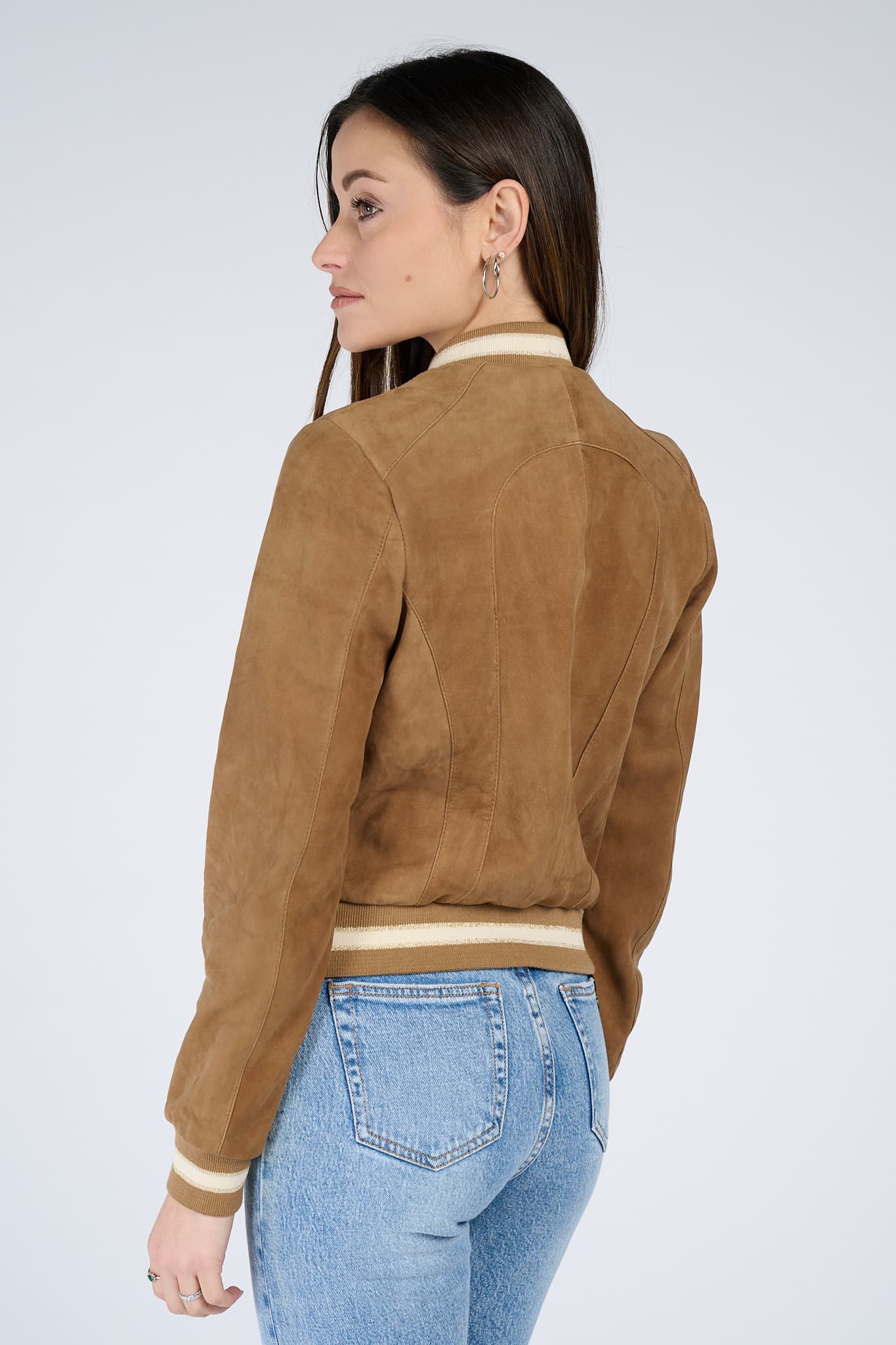 Ambra Camoscio women's jacket 100% genuine leather Made in Italy - Barone Firenze