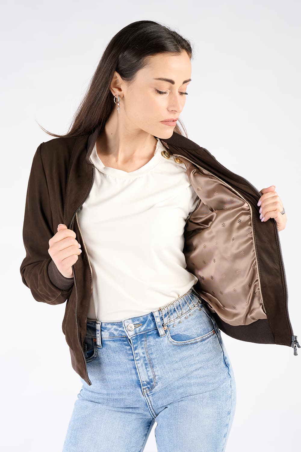Amber suede jacket 100% genuine leather Made in Italy - Baron Florence