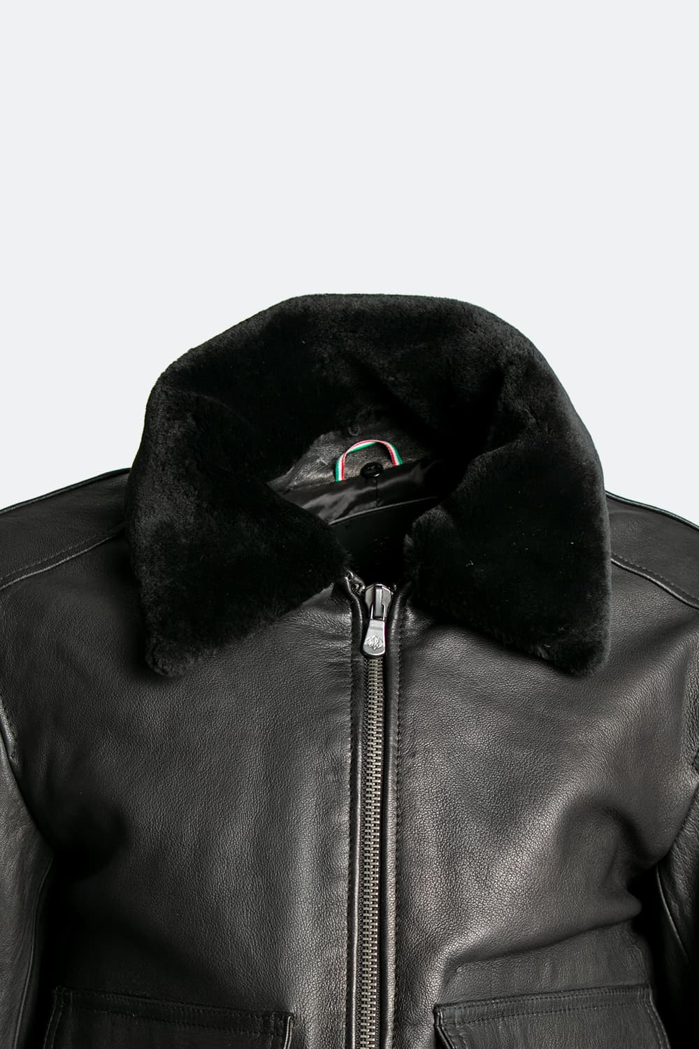 Black 100% genuine leather Aviator Jacket Made in Italy - Barone Firenze
