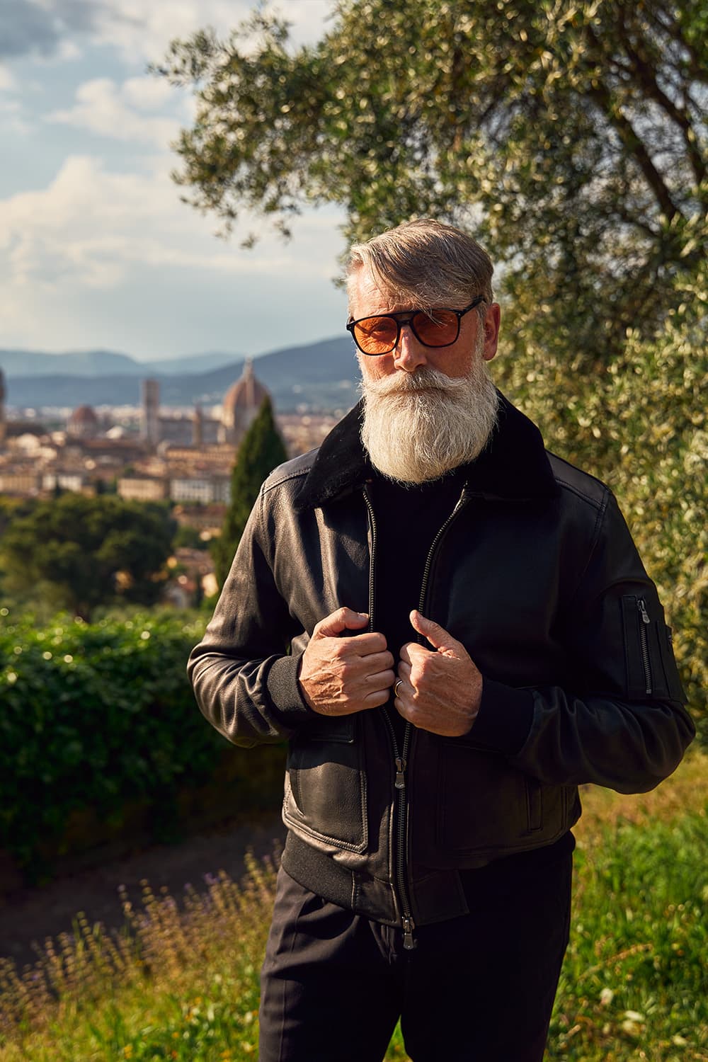Black 100% genuine leather Aviator Jacket Made in Italy - Barone Firenze