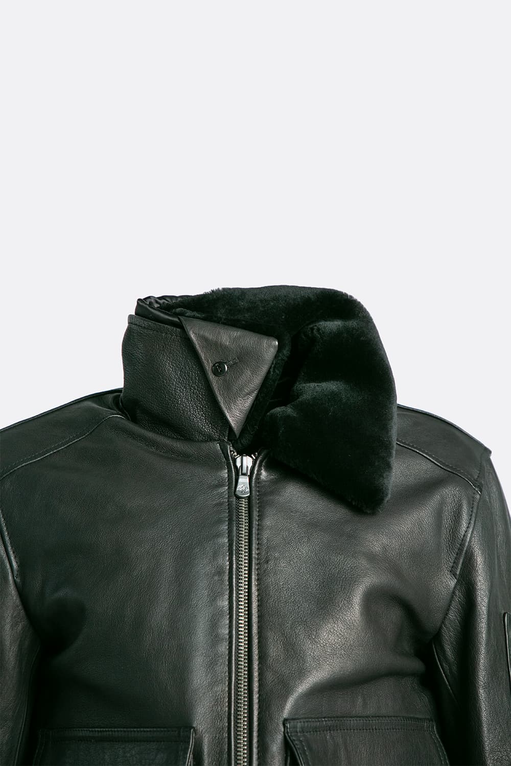 Black 100% genuine leather Aviator Jacket Made in Italy - Barone Firenze
