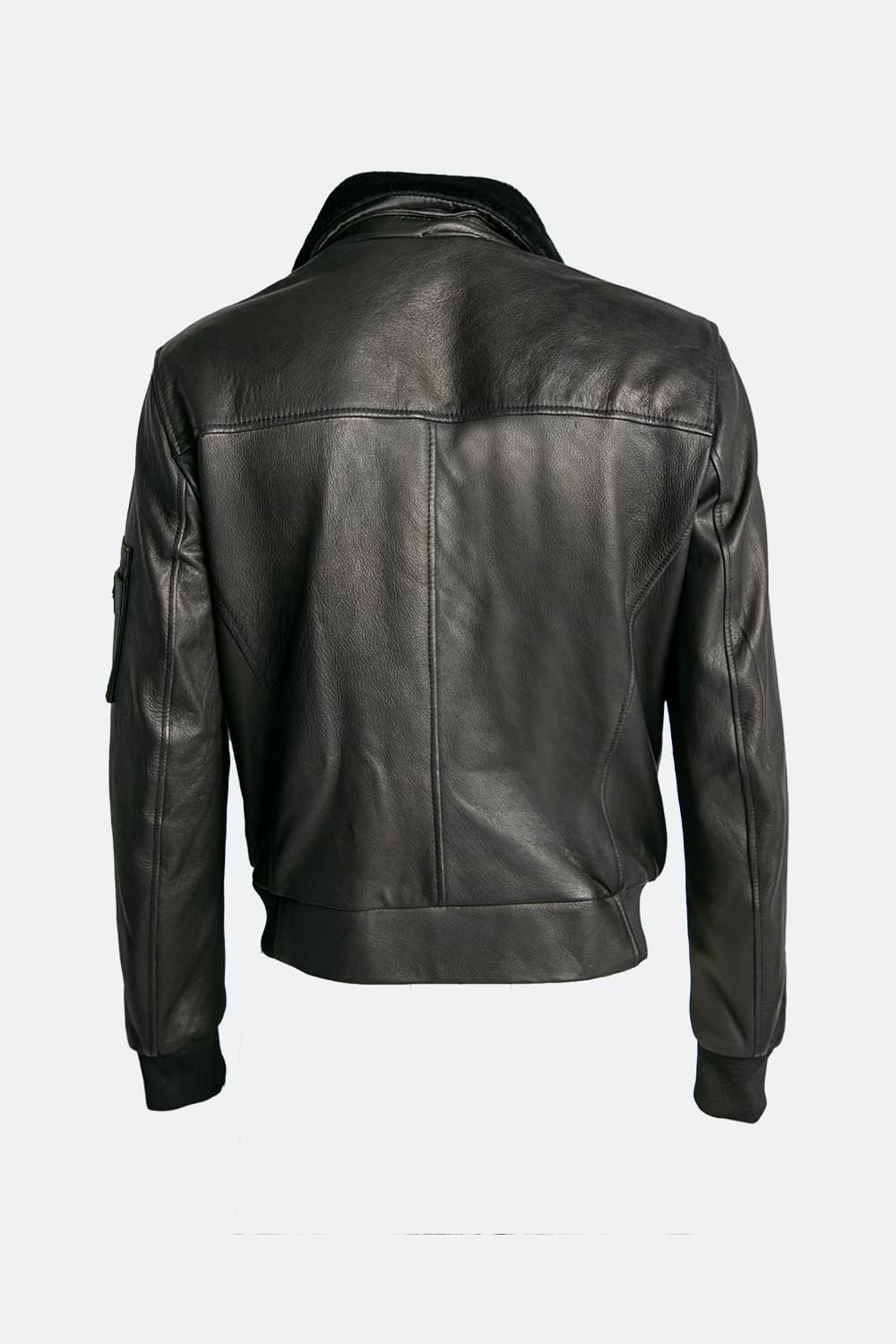 Black 100% genuine leather Aviator Jacket Made in Italy - Barone Firenze