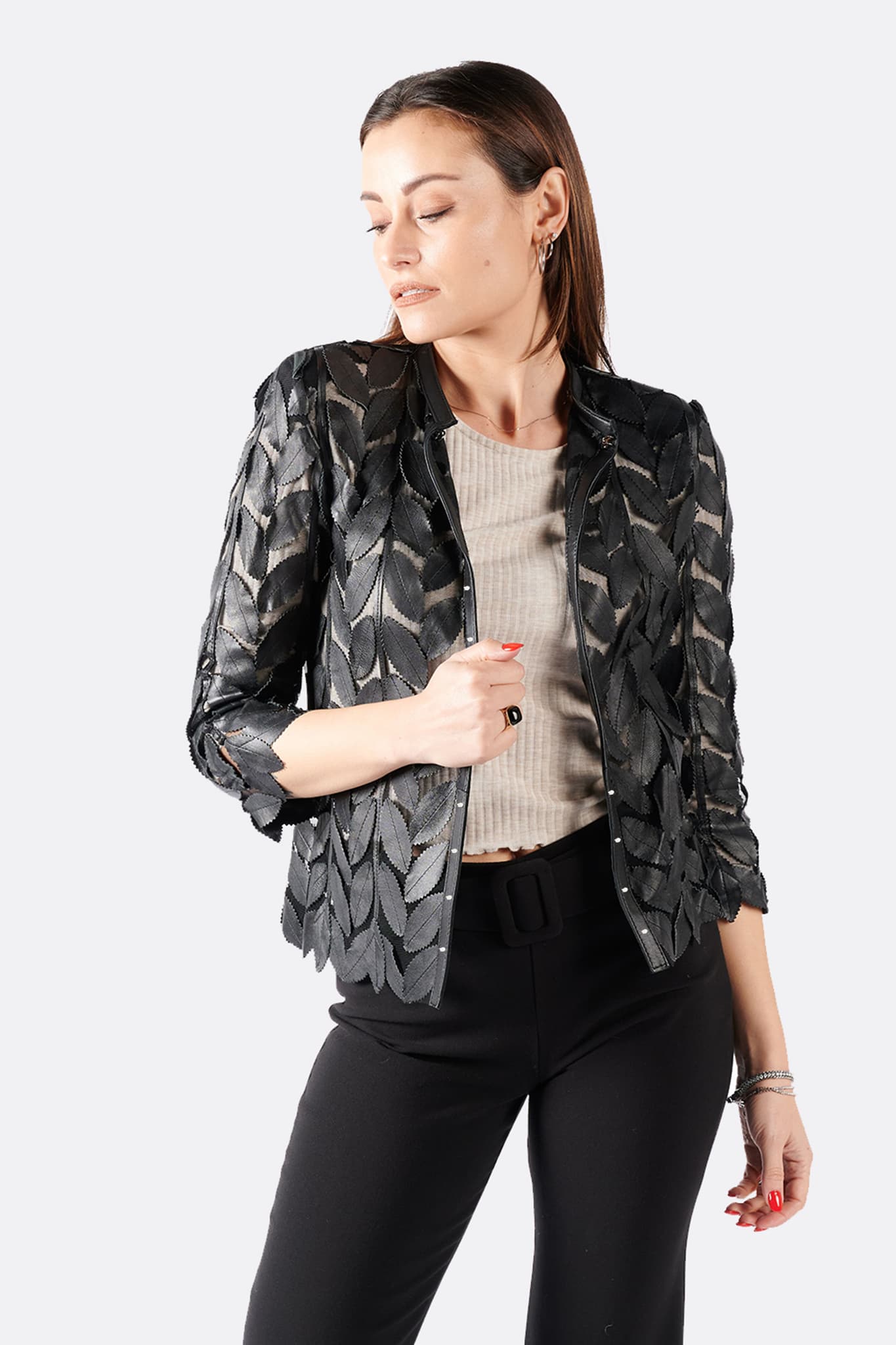 Foglie jacket for women 100% genuine leather Made in Italy - Barone Firenze