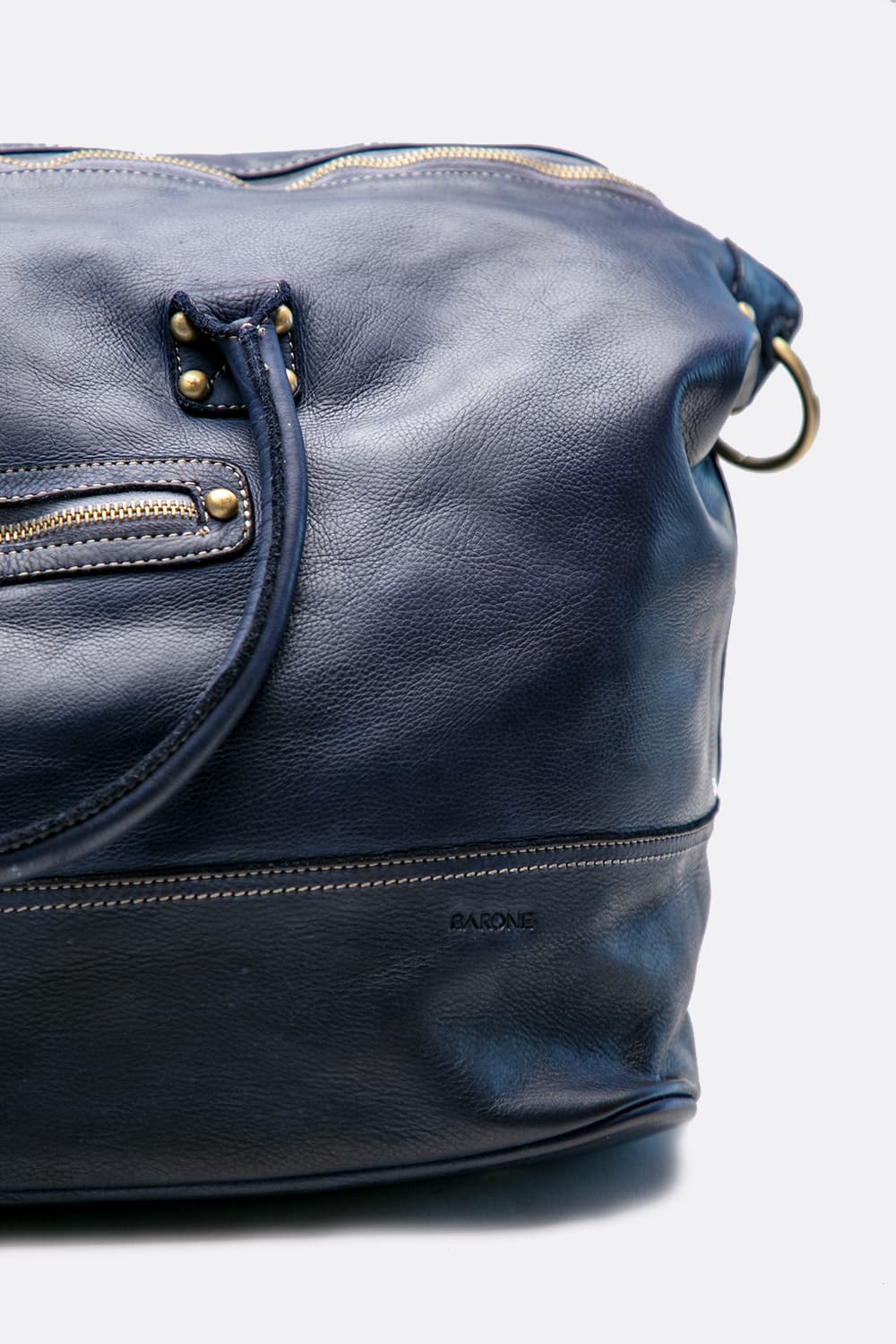 Vintage duffle bag 100% genuine leather made in Italy - Barone Firenze