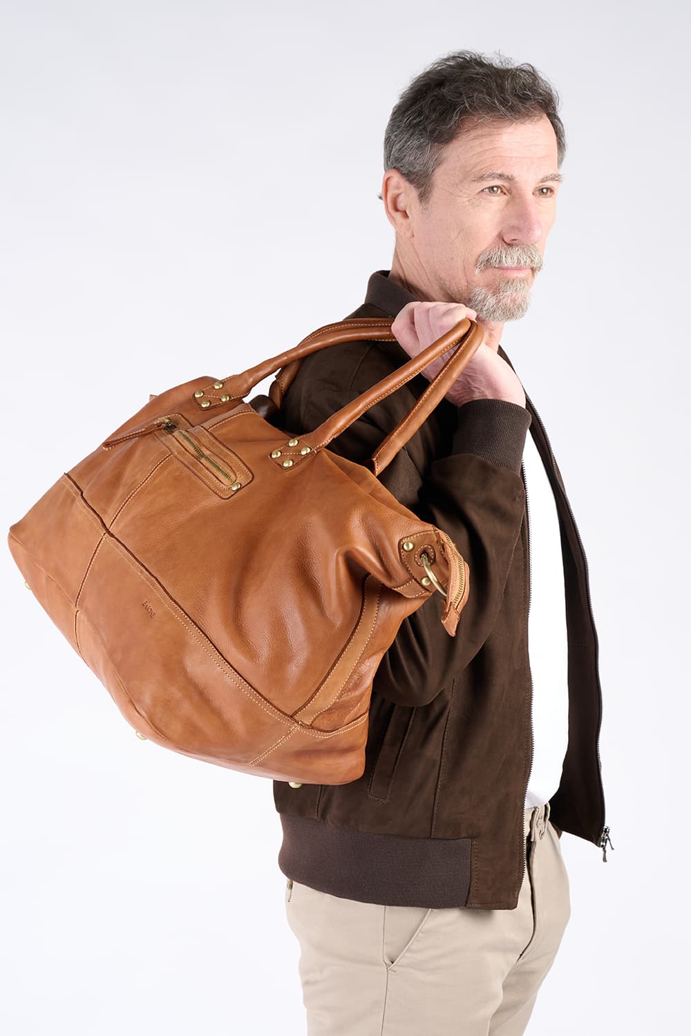 Vintage duffle bag 100% genuine leather made in Italy - Barone Firenze