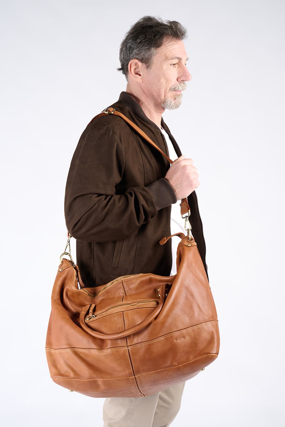 Vintage duffle bag 100% genuine leather made in Italy - Barone Firenze