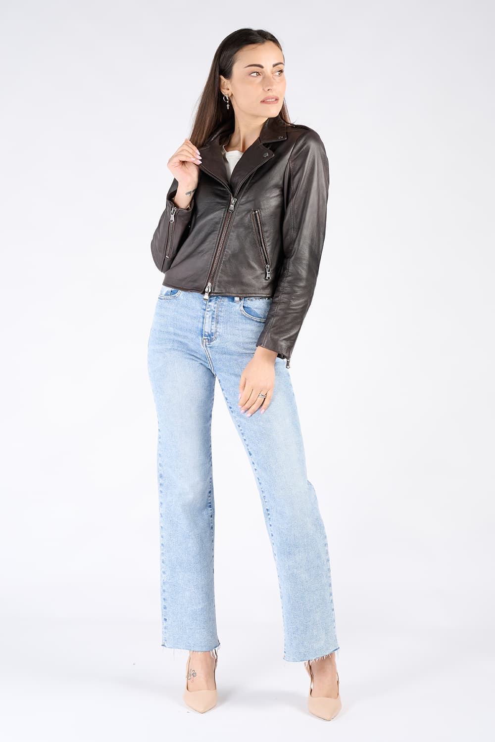 Chiodo Donna Bis jacket 100% genuine leather Made in Italy - Barone Firenze