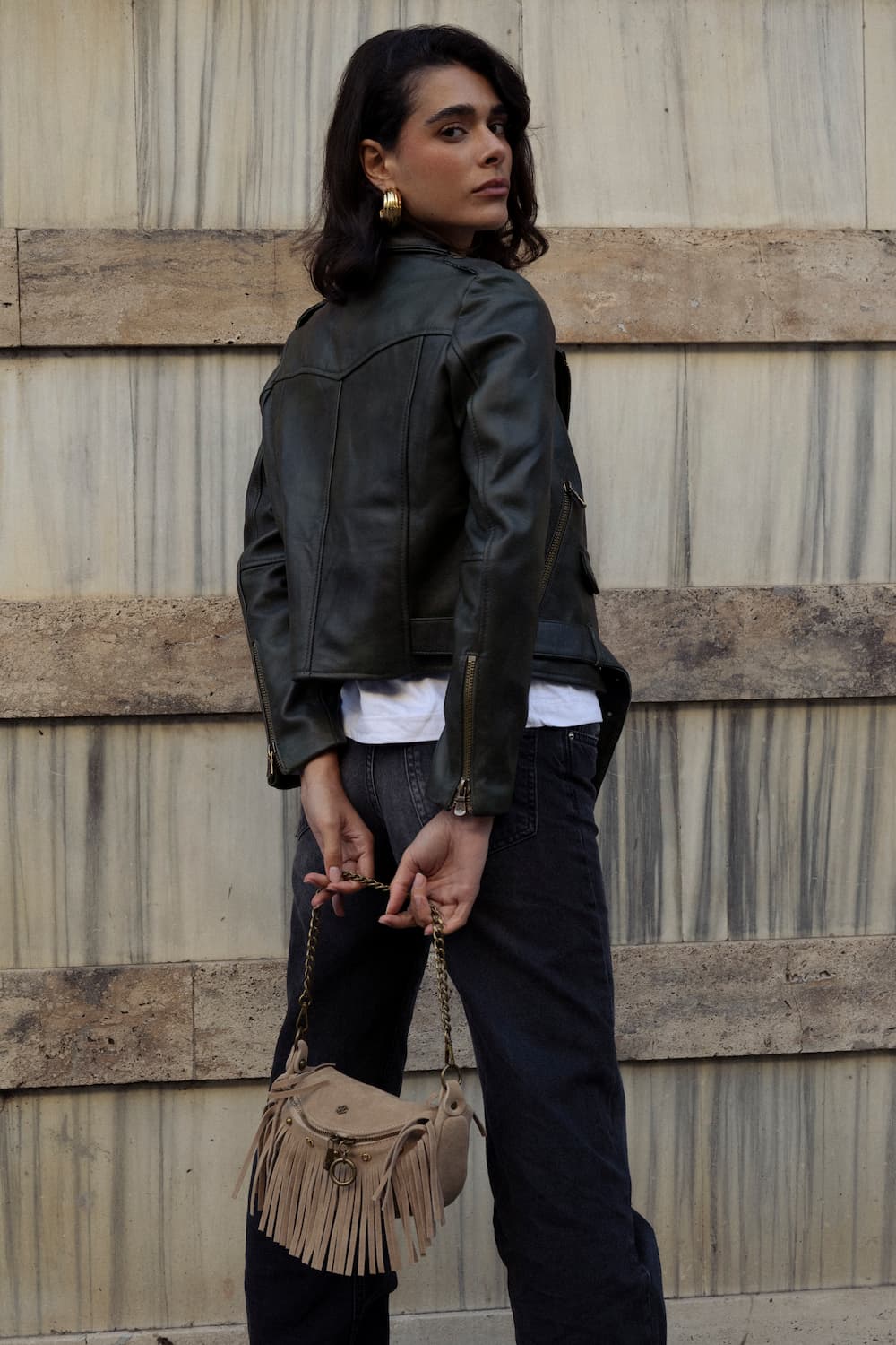 Women's Green jacket 100% genuine leather Made in Italy- Baron Florence