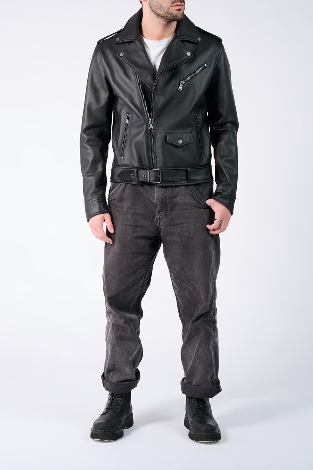 Chiodo Uomo jacket 100% genuine leather Made in Italy - Barone Firenze
