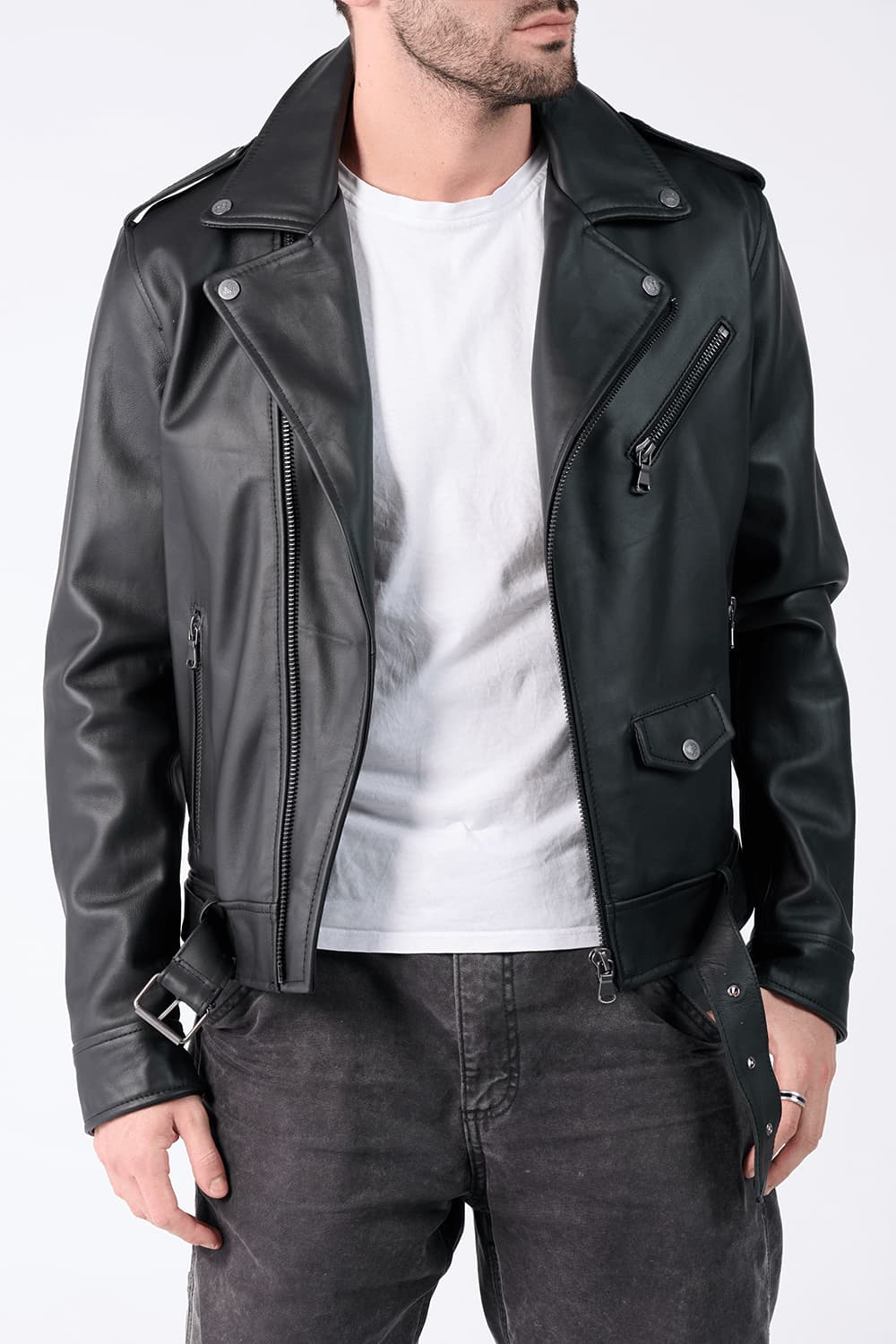 Chiodo Uomo jacket 100% genuine leather Made in Italy - Barone Firenze