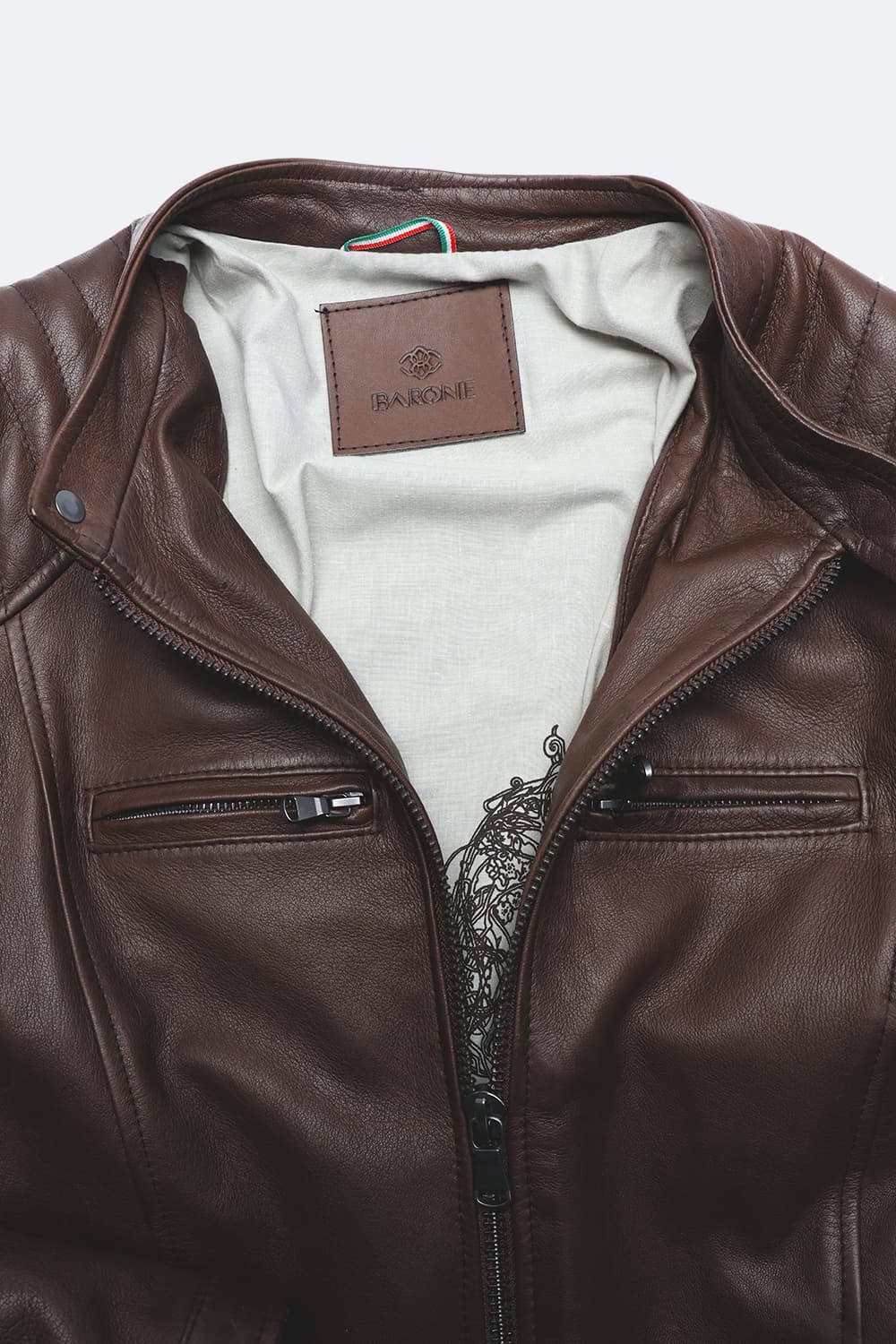 Elton Gold Bike man jacket 100% genuine leather Made in Italy - Barone Firenze