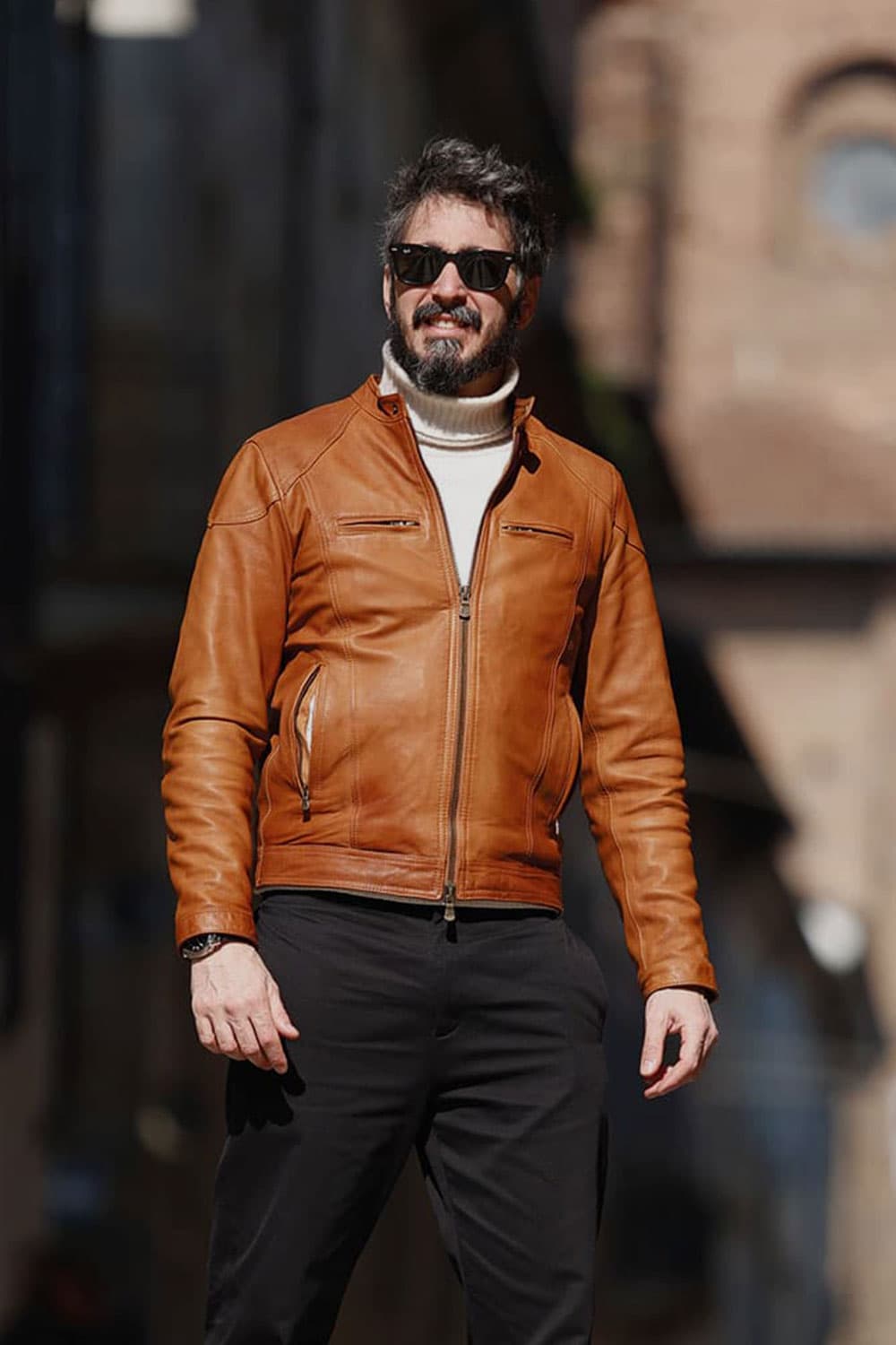 Elton Gold Vintage jacket man 100% genuine leather Made in Italy- Barone Firenze