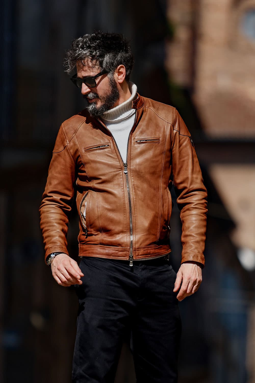 Elton Gold Vintage jacket man 100% genuine leather Made in Italy- Barone Firenze
