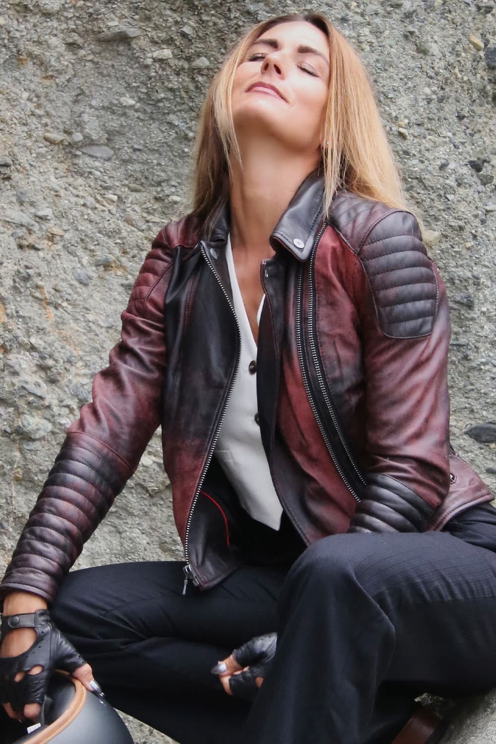 Gaia Bike Flame women's jacket 100% genuine leather Made in Italy - Barone Firenze