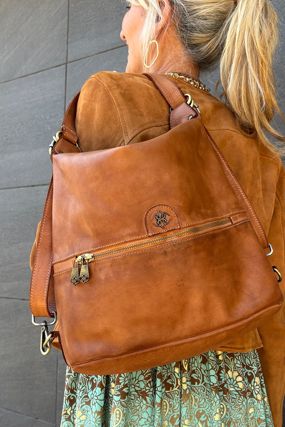 Ghibellina Backpack Bag 100% genuine leather Made in Italy - Barone Firenze
