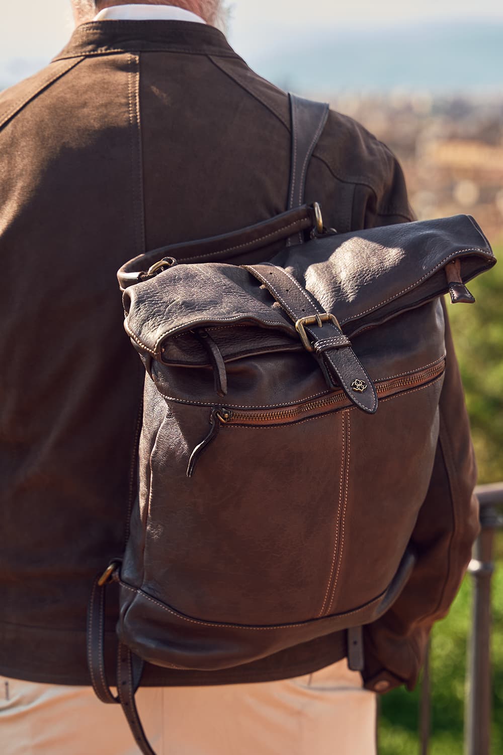 Grosseto Gold backpack 100% genuine leather Made in Italy - Barone Firenze