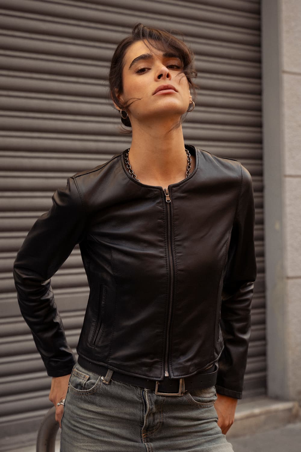 Irene Short Collar Chanel Women's Jacket 100% genuine leather Made in Italy - Barone Firenze