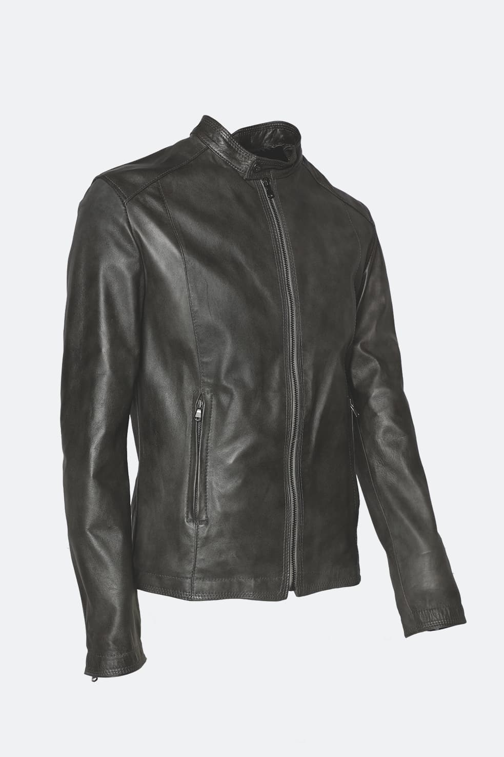 Massi Vintage Grey men's jacket 100% genuine leather Made in Italy - Barone Firenze
