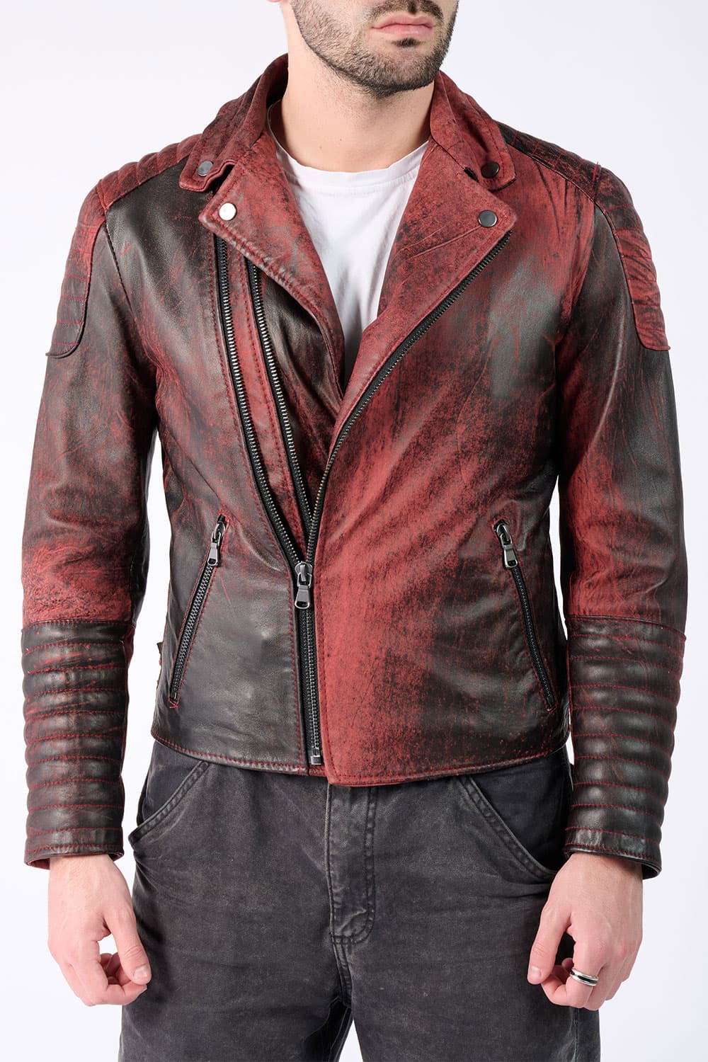 Chiodo Matteo Bike Nuvolato women's jacket 100% genuine leather Made in Italy- Barone Firenze