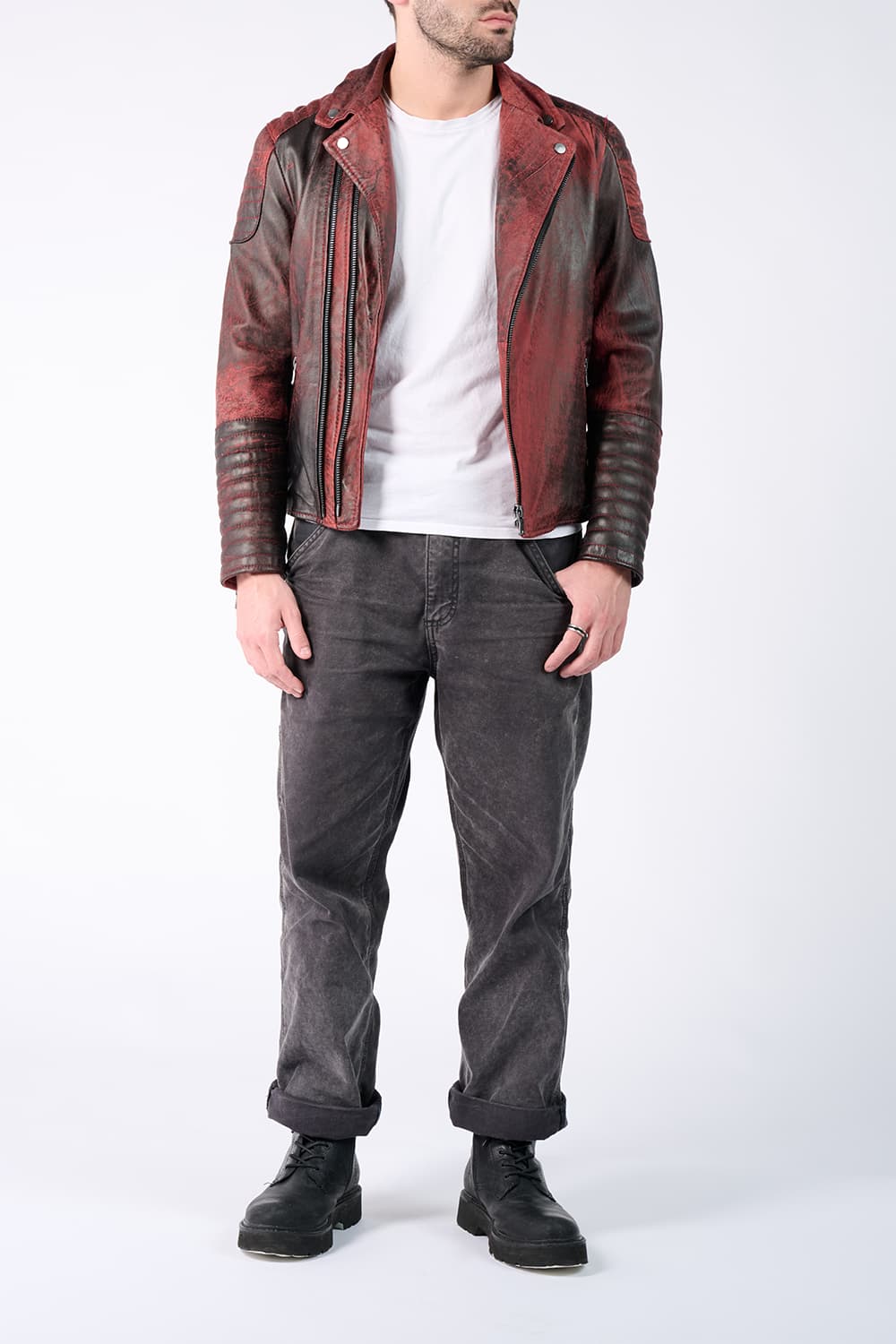 Chiodo Matteo Bike Nuvolato women's jacket 100% genuine leather Made in Italy- Barone Firenze