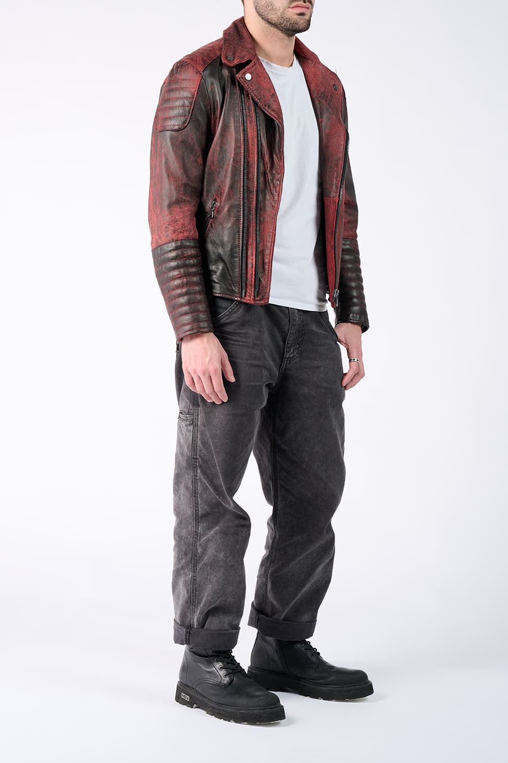 Chiodo Matteo Bike Nuvolato women's jacket 100% genuine leather Made in Italy- Barone Firenze