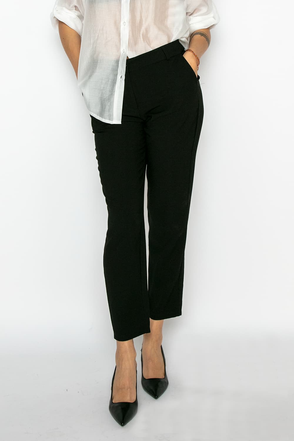 Classic Trousers with Button Black - Baron Florence