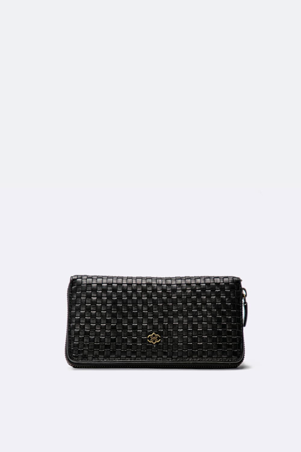 Women's Wallet Intreccio Large Black 100% genuine leather Made in Italy | Barone Firenze