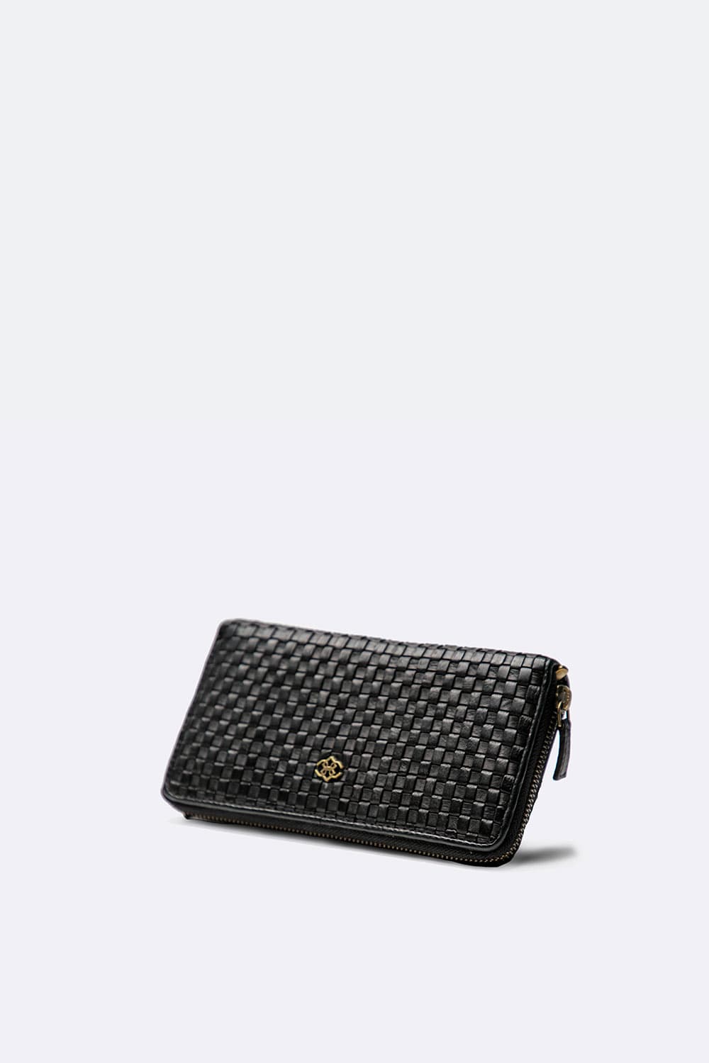 Women's Wallet Intreccio Large Black 100% genuine leather Made in Italy | Barone Firenze