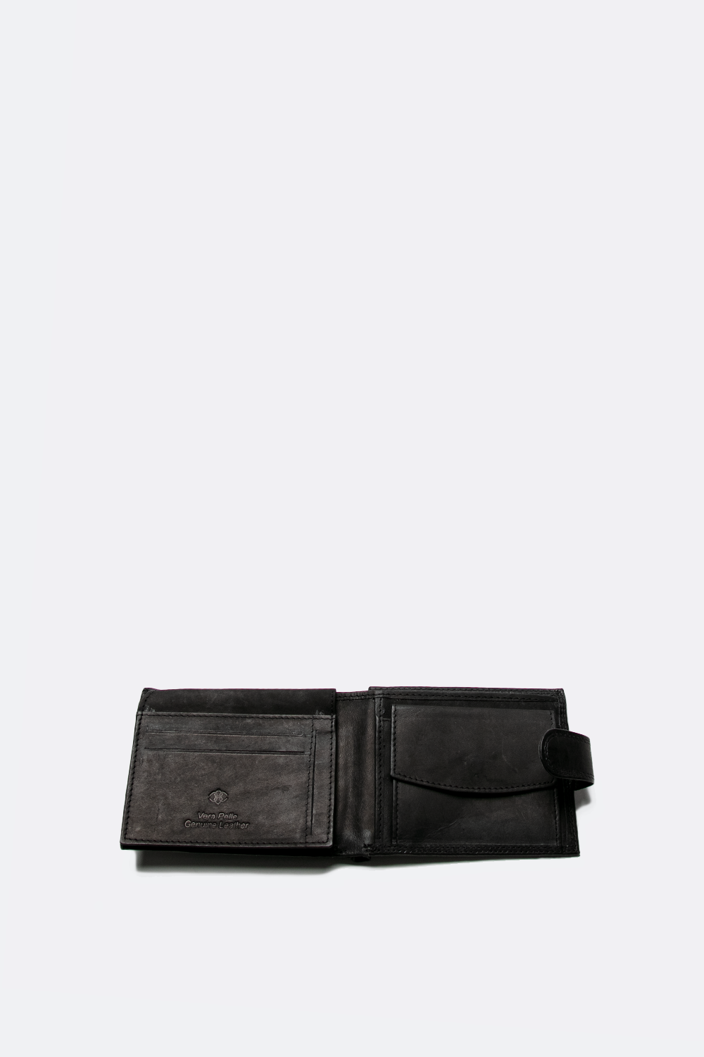 Black Smooth Button Wallet