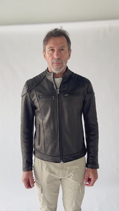 Elton Gold Bike man jacket 100% genuine leather Made in Italy - Barone Firenze
