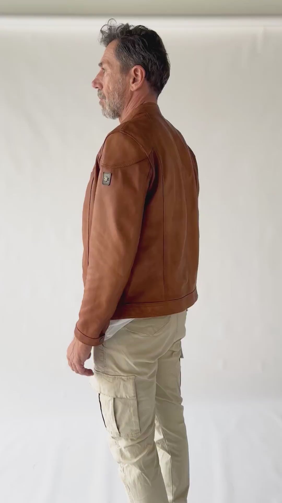 Elton Gold Vintage jacket man 100% genuine leather Made in Italy- Barone Firenze
