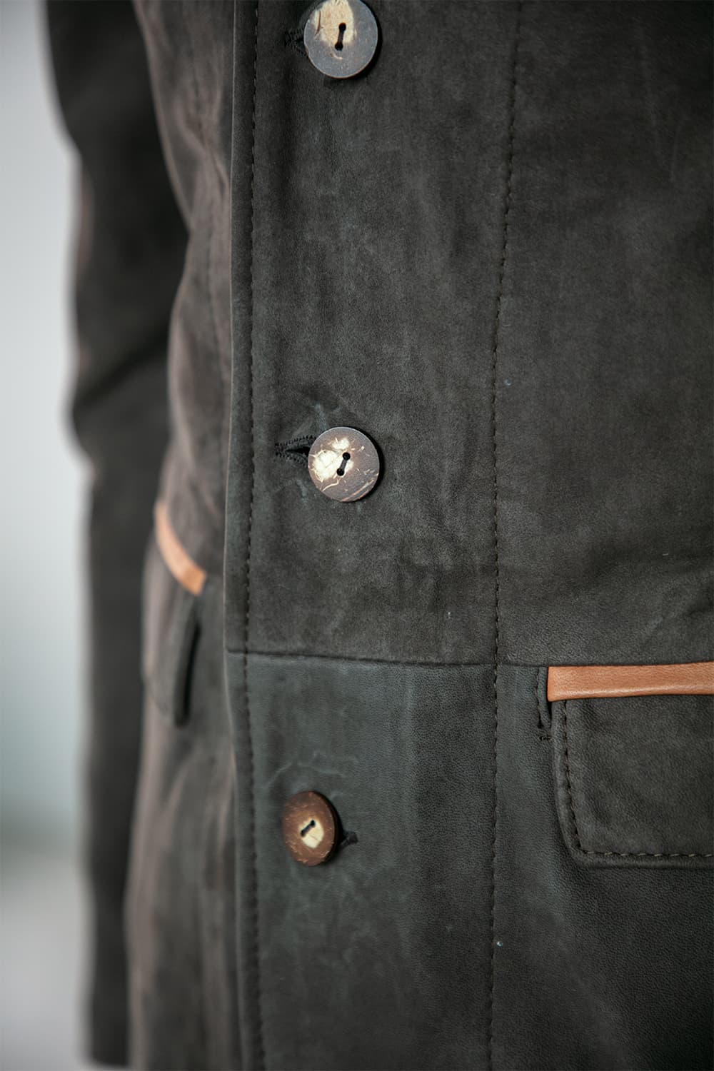 Renga Nubuck Two-tone jacket man 100% genuine leather Made in Italy - Barone Firenze