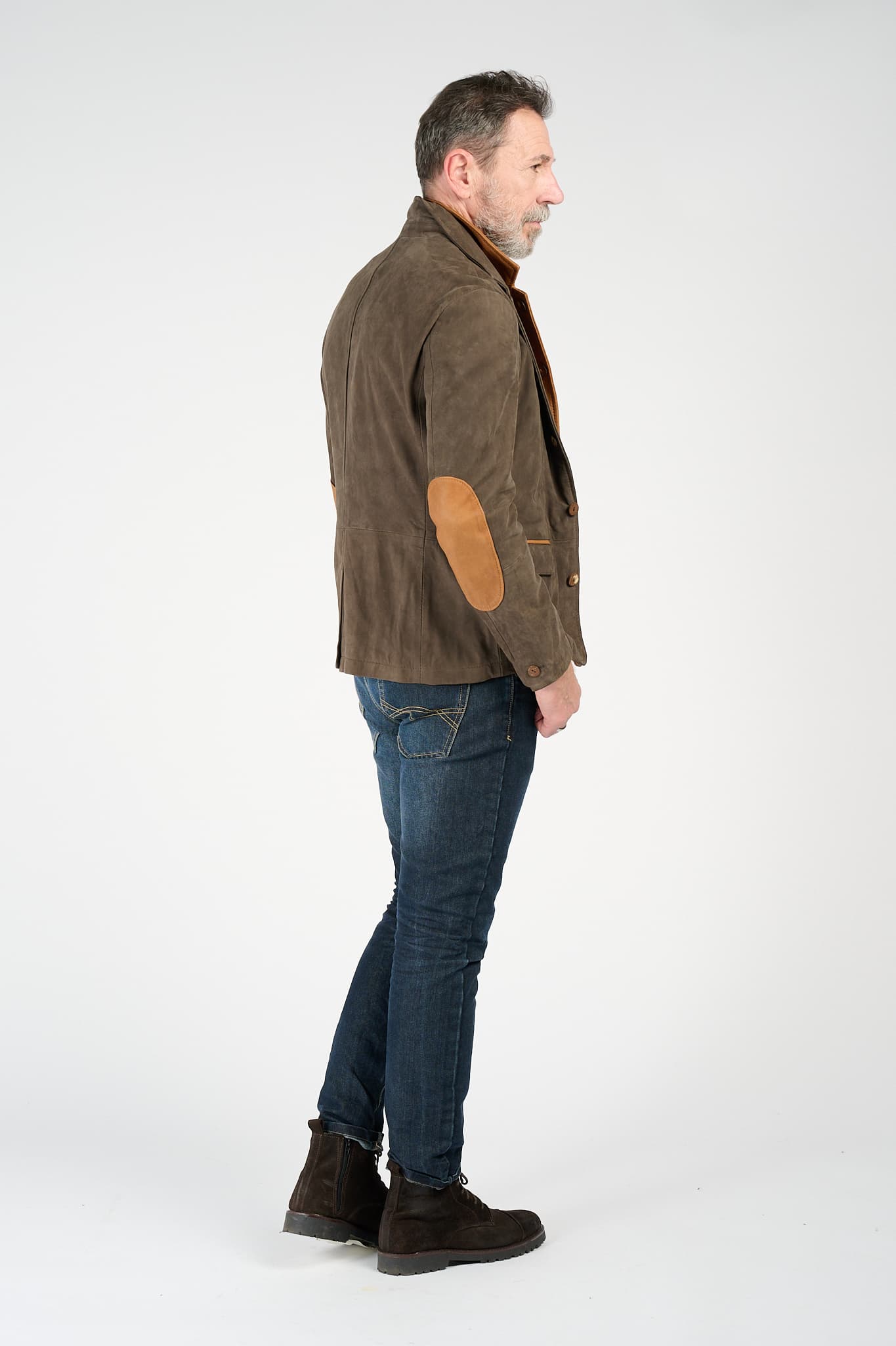 Renga Nubuck Two-tone jacket man 100% genuine leather Made in Italy - Barone Firenze