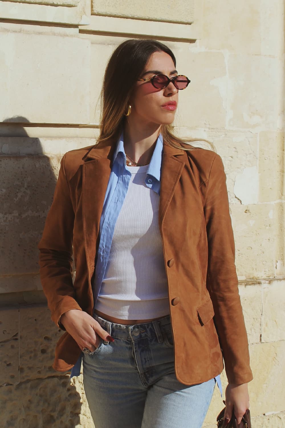 Blazer Rose Suede women's jacket 100% genuine leather Made in Italy - Barone Firenze