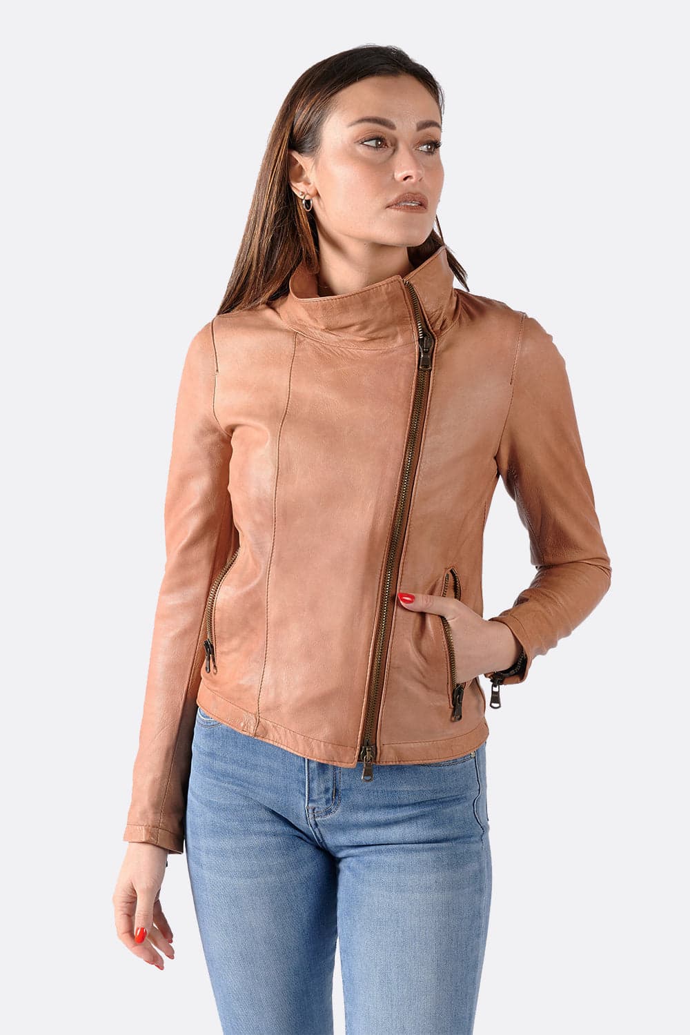 Sally Bis Gold Collar Leather jacket for men 100% genuine leather Made in Italy - Barone Firenze