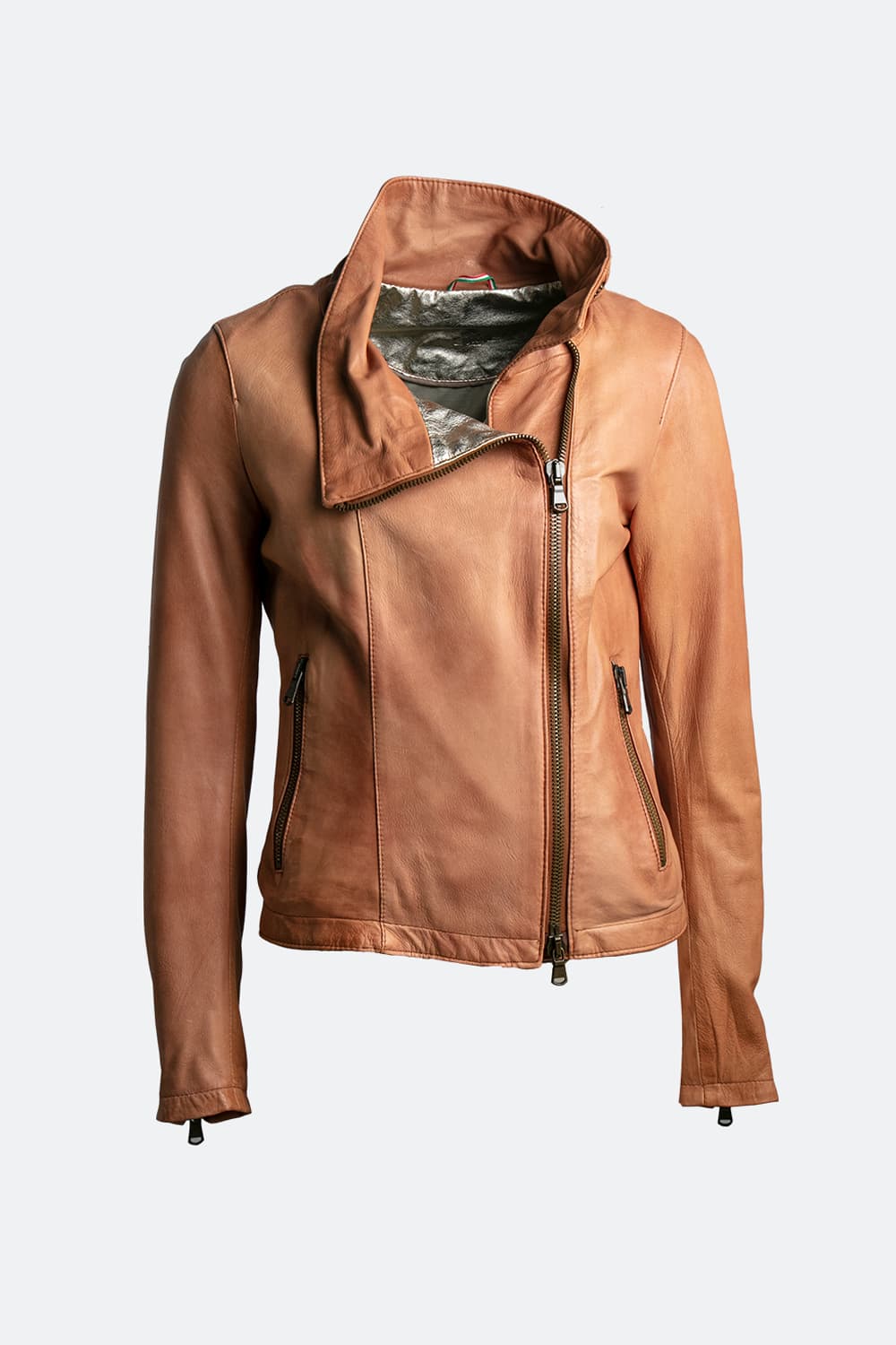 Sally Bis Gold Collar Leather jacket for men 100% genuine leather Made in Italy - Barone Firenze