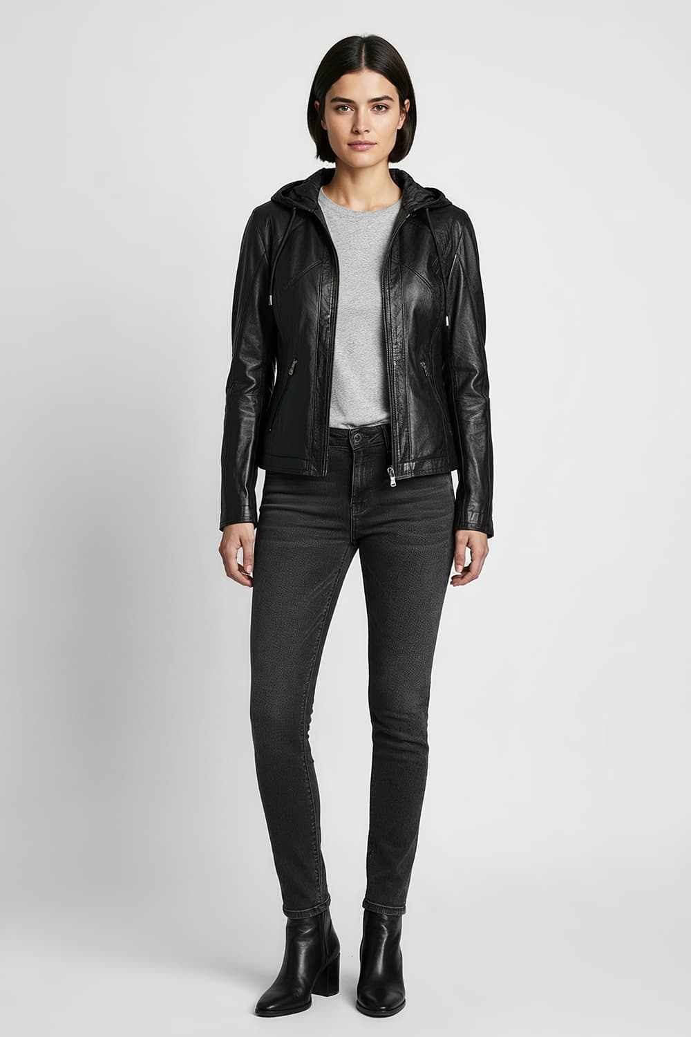 Sofia Hooded Women's Jacket 100% genuine leather Made in Italy - Barone Firenze
