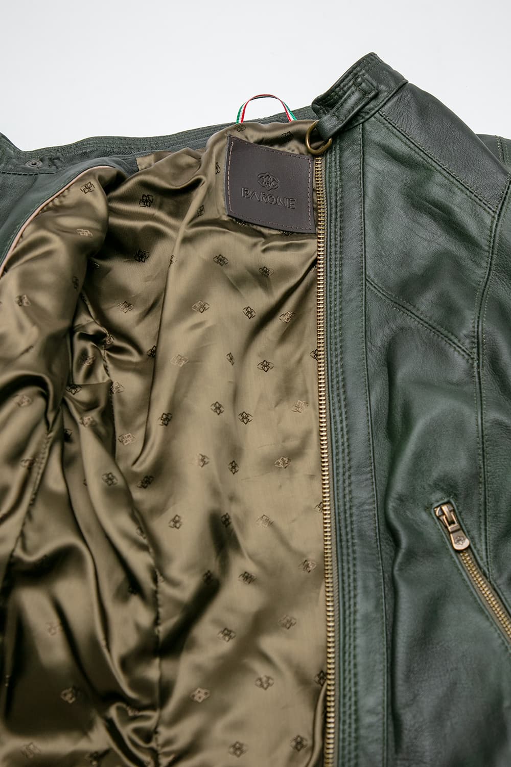 Sofia green women's leather jacket 100% Made in Italy - Barone Firenze