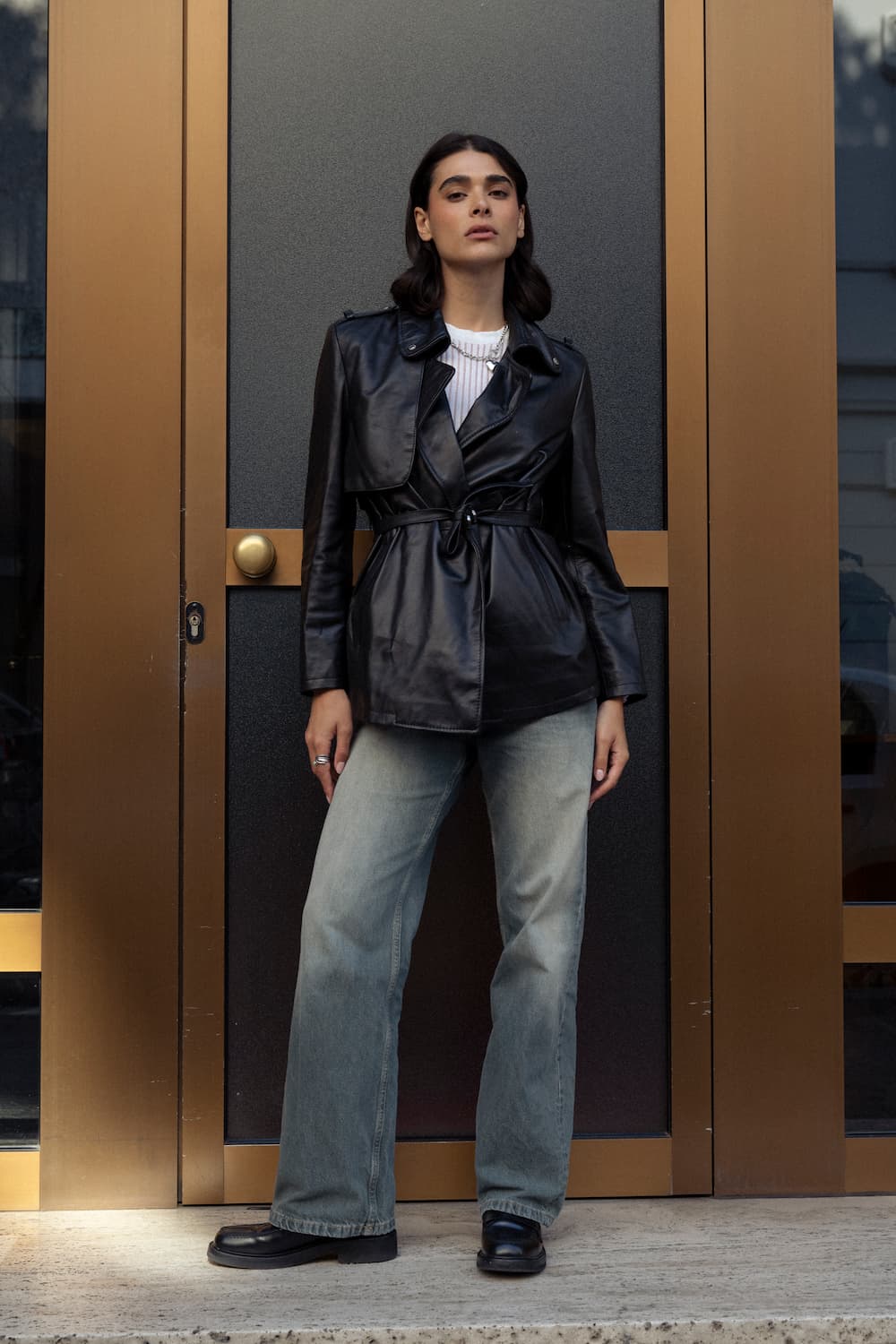 Women's Short Trench coat 100% genuine leather Made in Italy - Barone Firenze