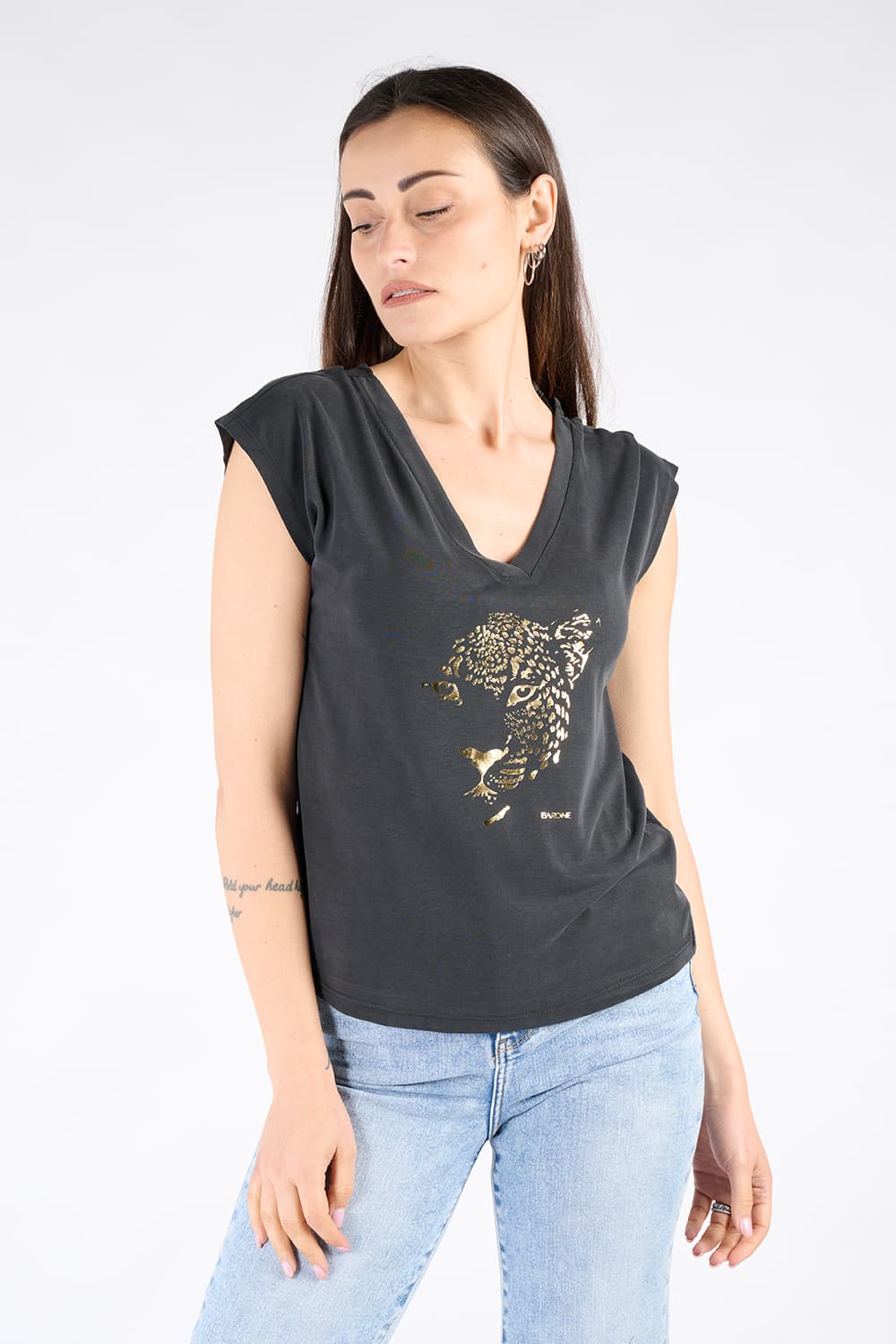 Women's Leopard T-shirt 100% made in Italy - Barone Firenze