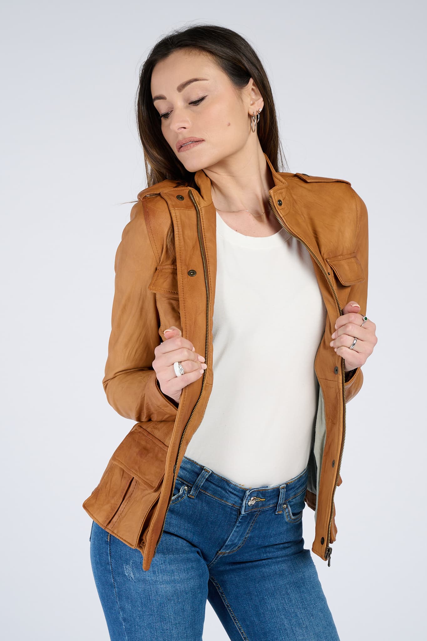 Tushna Vintage women's jacket 100% genuine leather Made in Italy - Barone Firenze