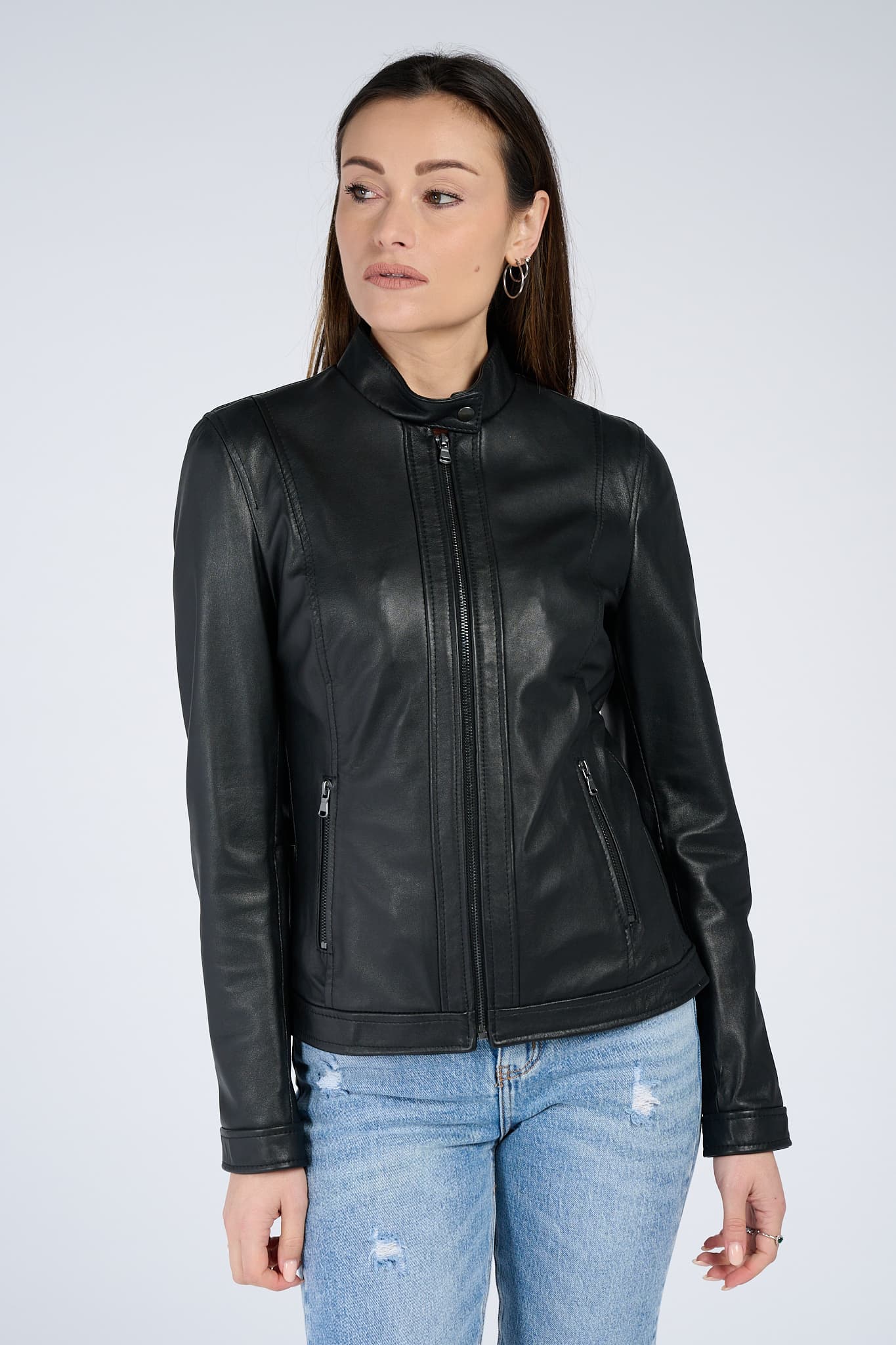 Purple women's jacket 100% genuine leather Made in Italy - Baron Florence