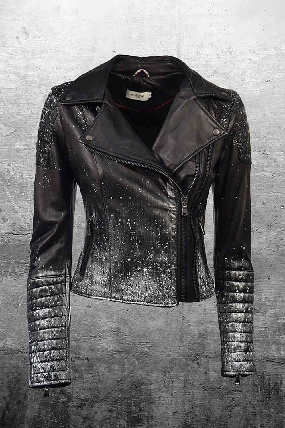 Gaia Bike Painted women's jacket 100% genuine leather Made in Italy - Barone Firenze