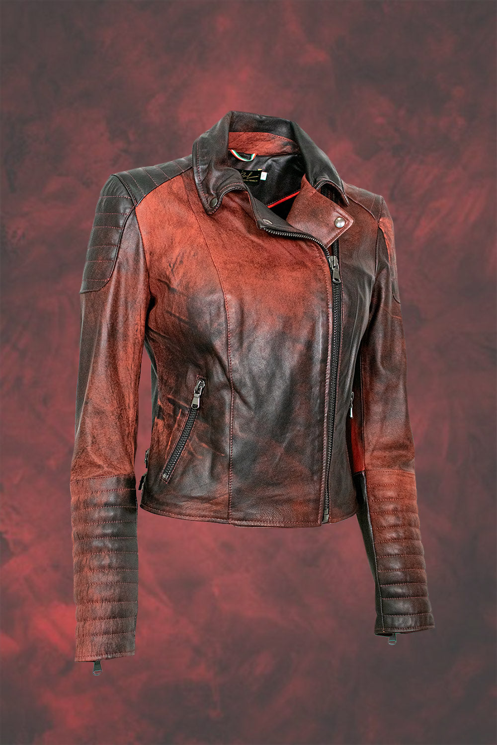 Gaia Bike Flame women's jacket 100% genuine leather Made in Italy - Barone Firenze