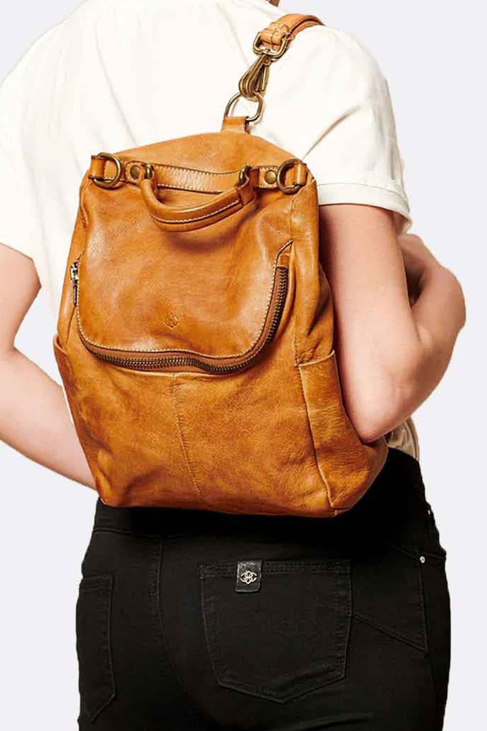 Arezzo Gold backpack 100% genuine leather Made in Italy - Barone Firenze