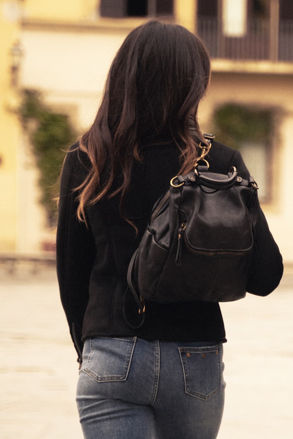 Arezzo Gold backpack 100% genuine leather Made in Italy - Barone Firenze