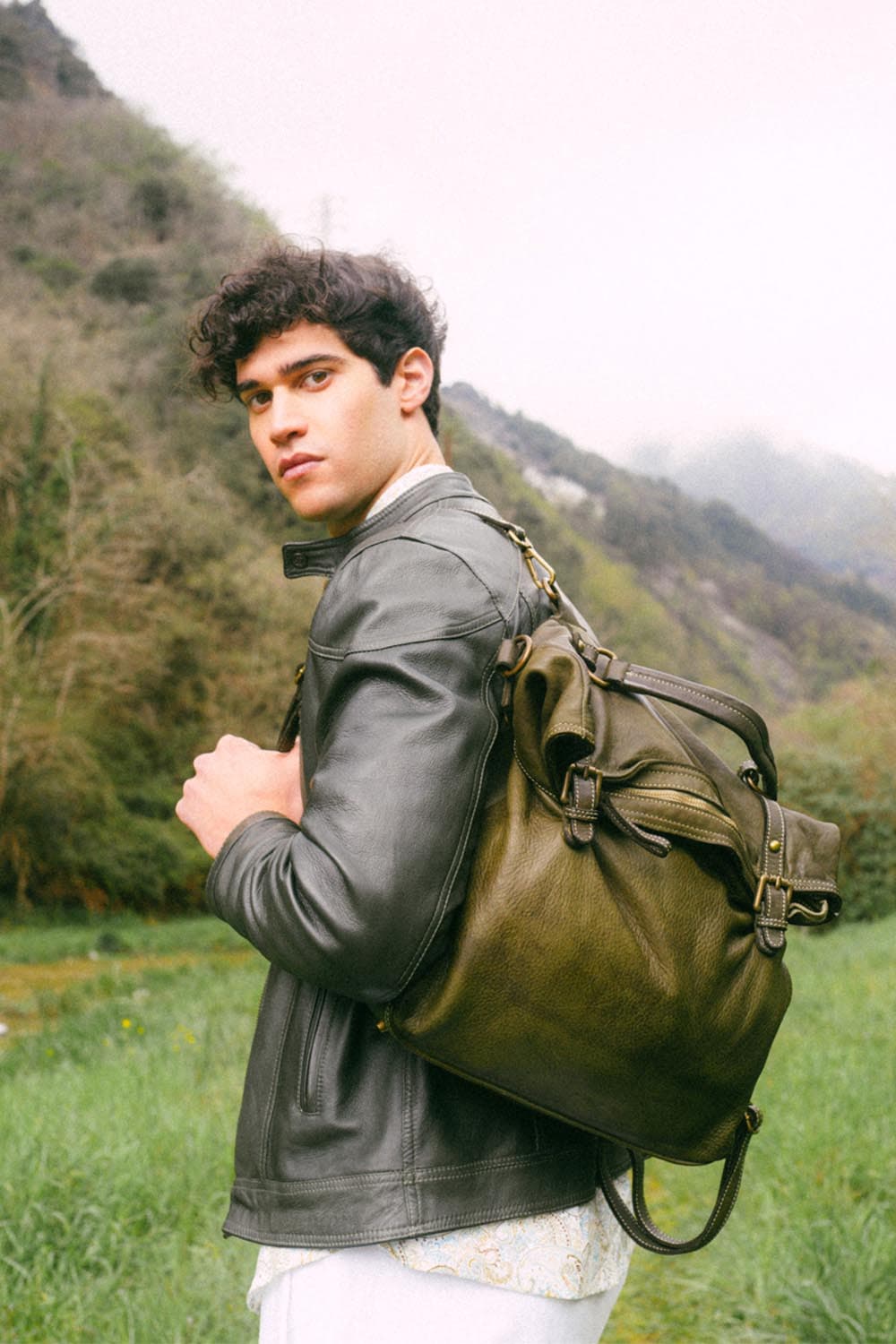 Backpack Brn-050 100% genuine leather Made in Italy - Barone Firenze